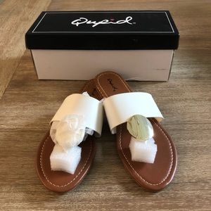 NEW Qupid white and gold slide on flats